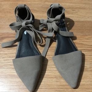 Jeffrey Campbell Free People Hyde Wrap Flat Strap Suede Neutral Taupe 7.5 Anthro